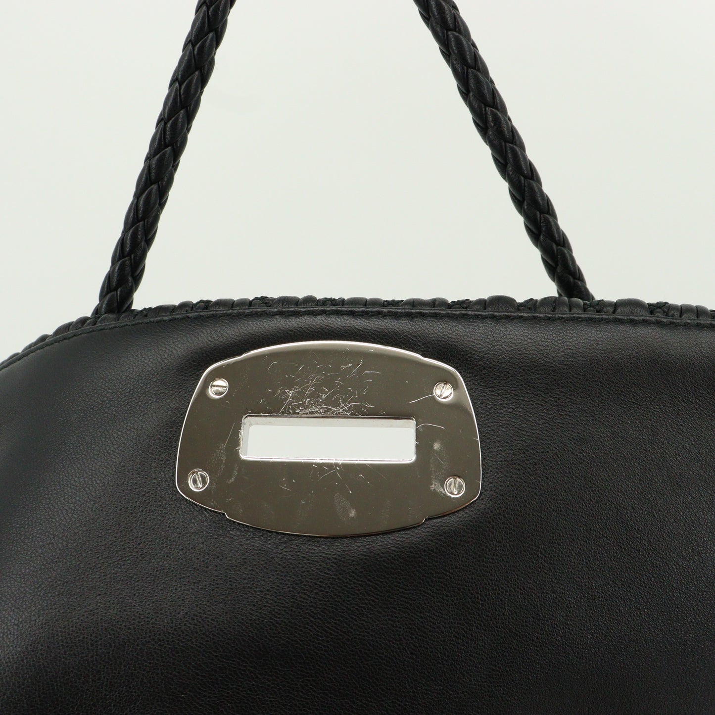 Crystal Leather One Shoulder Bag Black