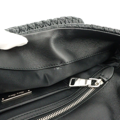 Crystal Leather One Shoulder Bag Black