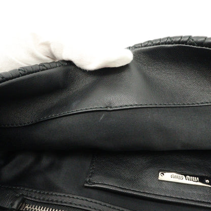 Crystal Leather One Shoulder Bag Black