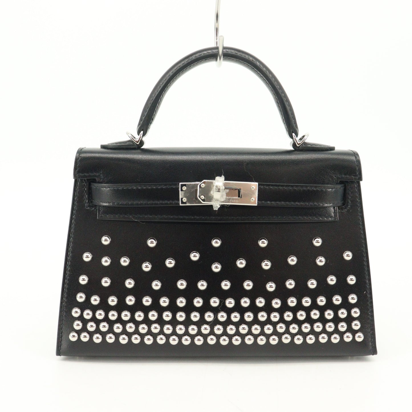 Box calf mini kelly studs silver hardware black B stamp