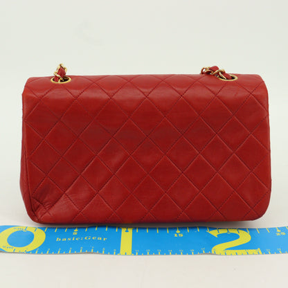 Lamb Full Flap Chain Shoulder Bag Red G Metal Fittings 2nd Series