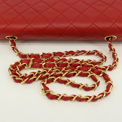 Lamb Full Flap Chain Shoulder Bag Red G Metal Fittings 2nd Series