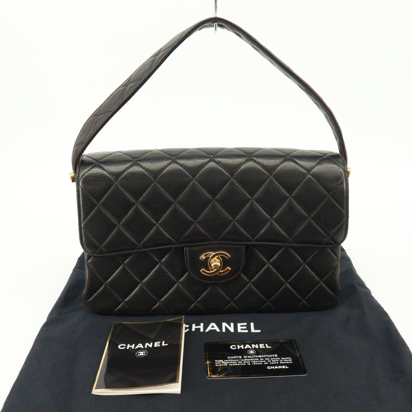 Double-sided flap shoulder bag in black lambskin with G hardware 4142863