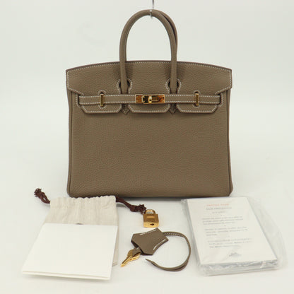 Togo Birkin 25 Etoupe G hardware C engraved