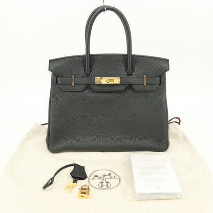 Togo Birkin 30 G metal fittings, black, R stamped