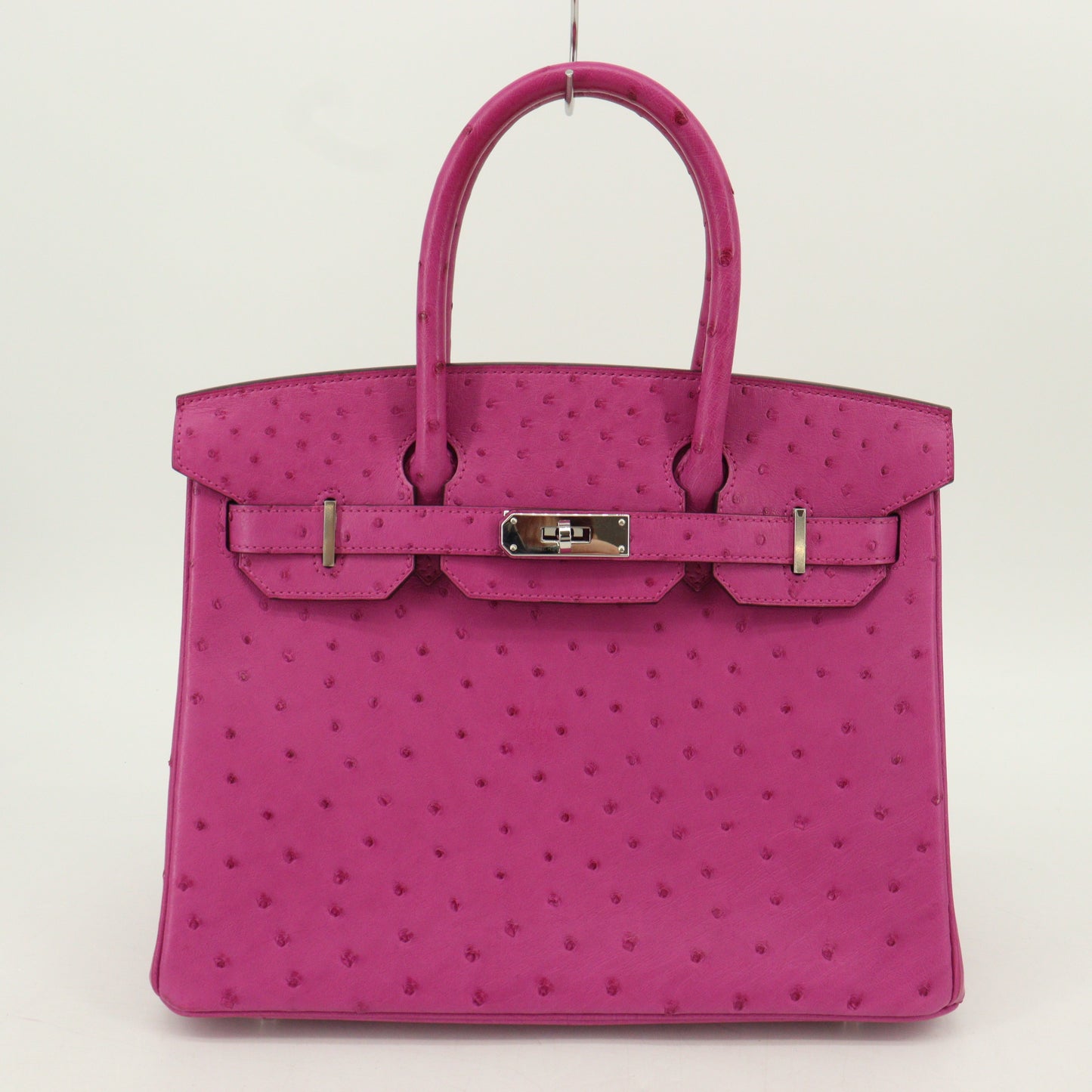 Ostrich Birkin 30, Silver hardware, Rose purple, A stamp