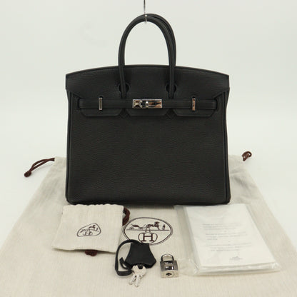 Togo Birkin 25 Silver hardware Black T stamp