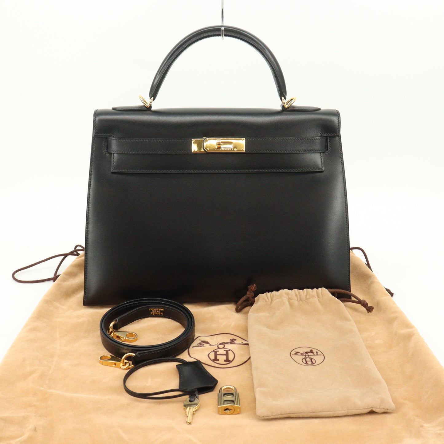 Box calf Kelly 32 G hardware Black □D stamp