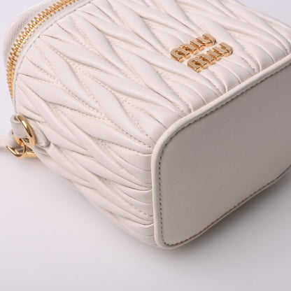 Matelasse Leather Shoulder Bag White