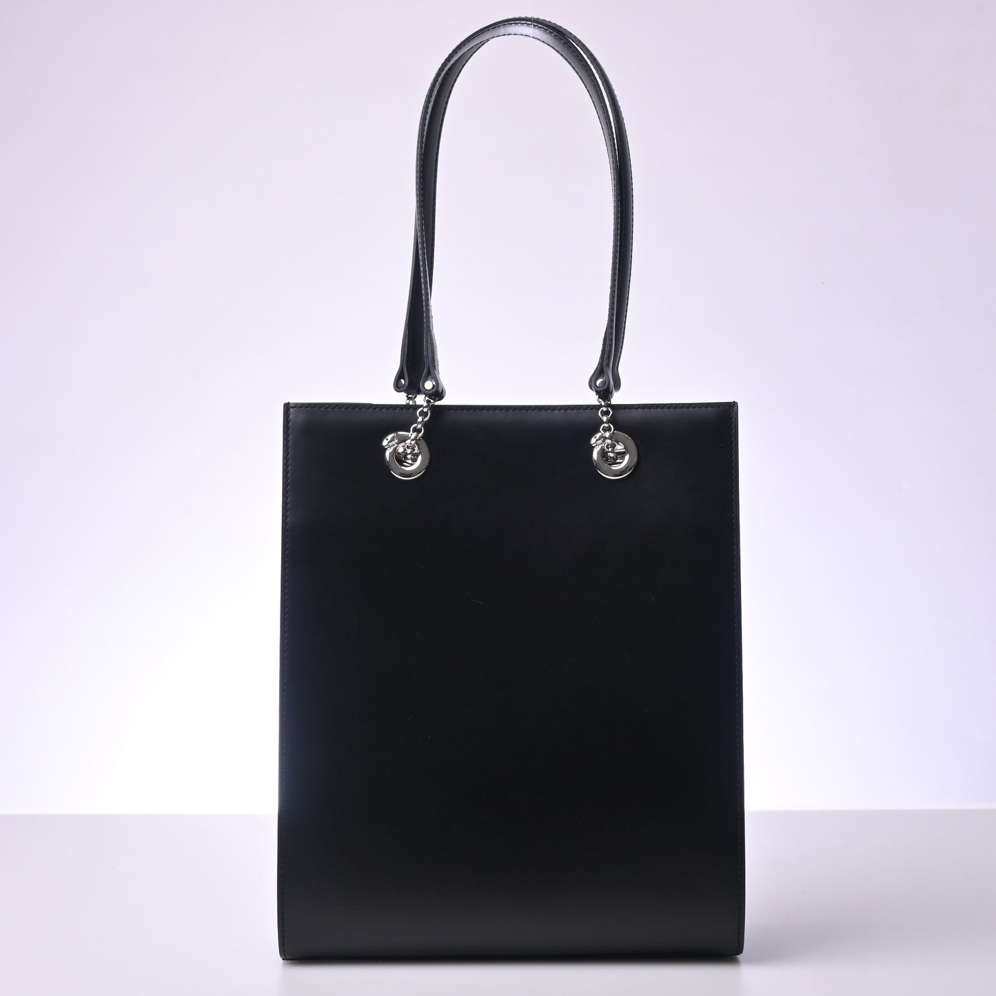 Calf Panther Leather Tote in Black