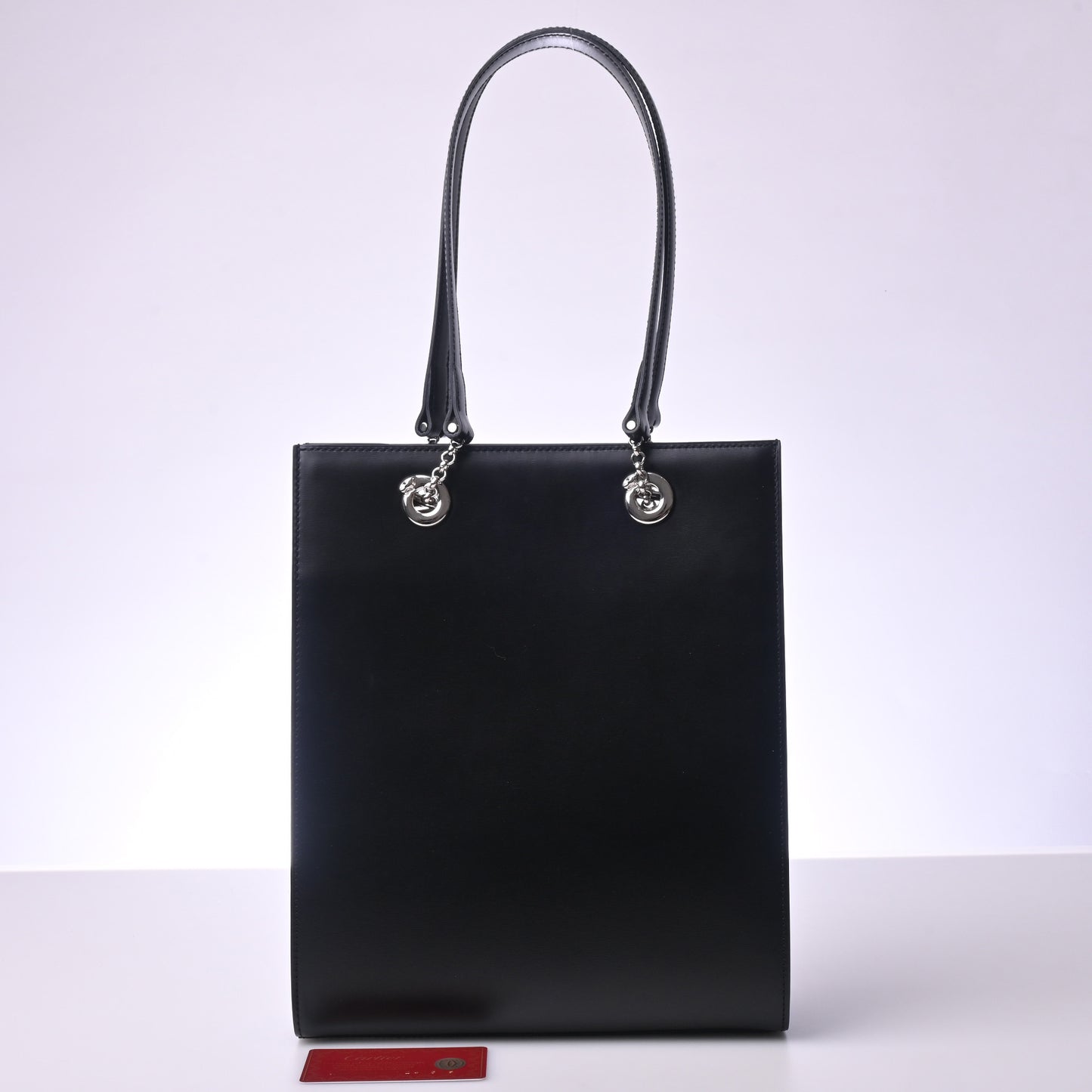 Calf Panther Leather Tote in Black