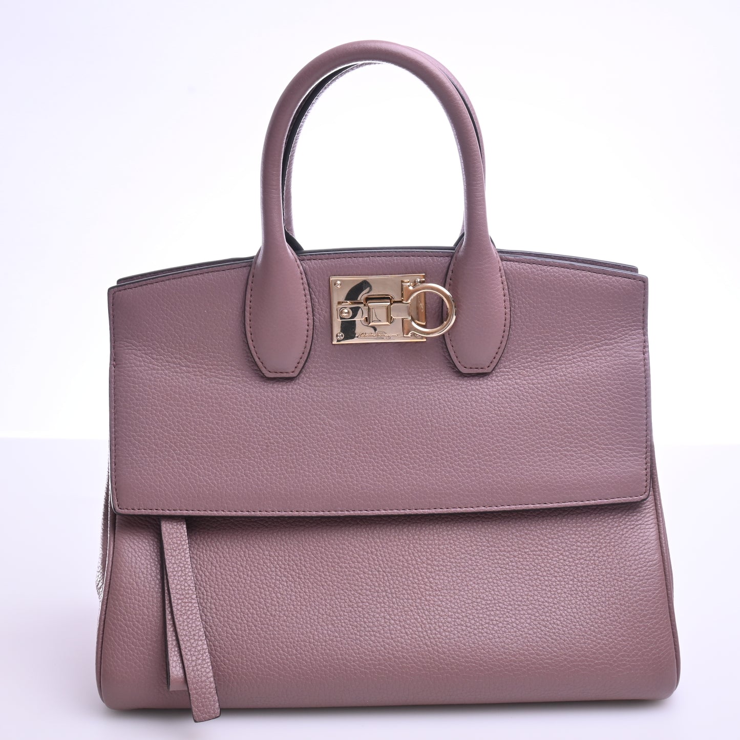 Leather Gancini 2-way tote in purple