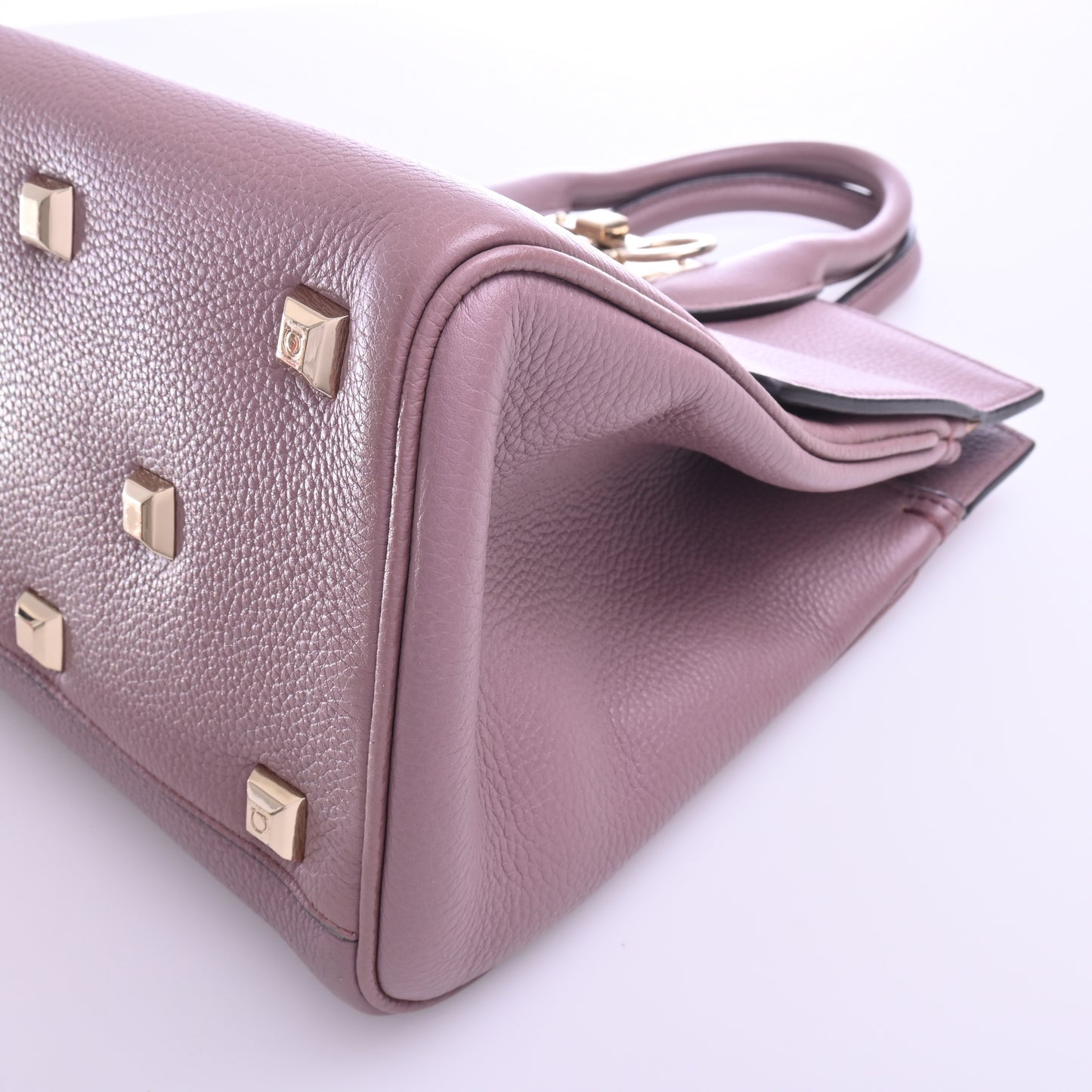 Leather Gancini 2-way tote in purple