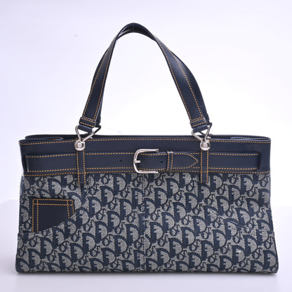 Trotter Canvas Tote, Navy, Silver Hardware