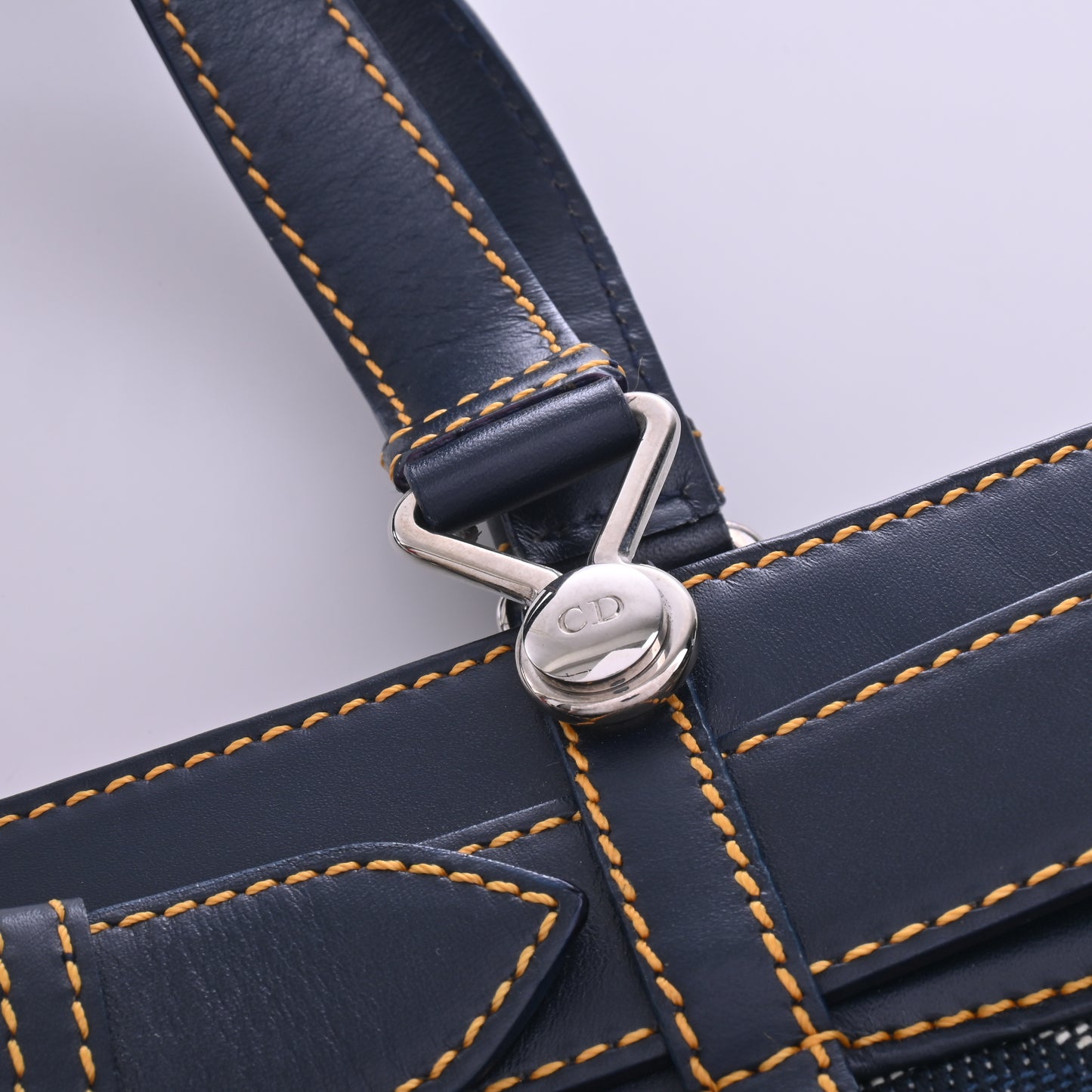 Trotter Canvas Tote, Navy, Silver Hardware