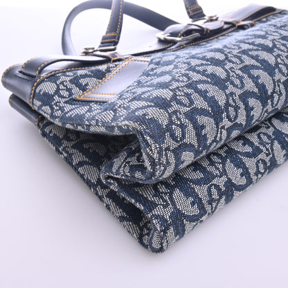 Trotter Canvas Tote, Navy, Silver Hardware