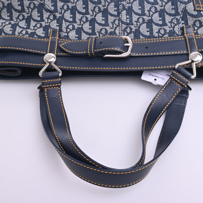 Trotter Canvas Tote, Navy, Silver Hardware