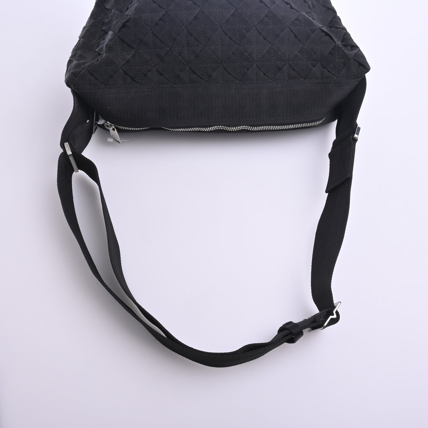 Canvas Intrecciato Shoulder Bag Black