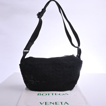 Canvas Intrecciato Shoulder Bag Black