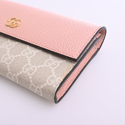 Marmont GG canvas leather long wallet in pink