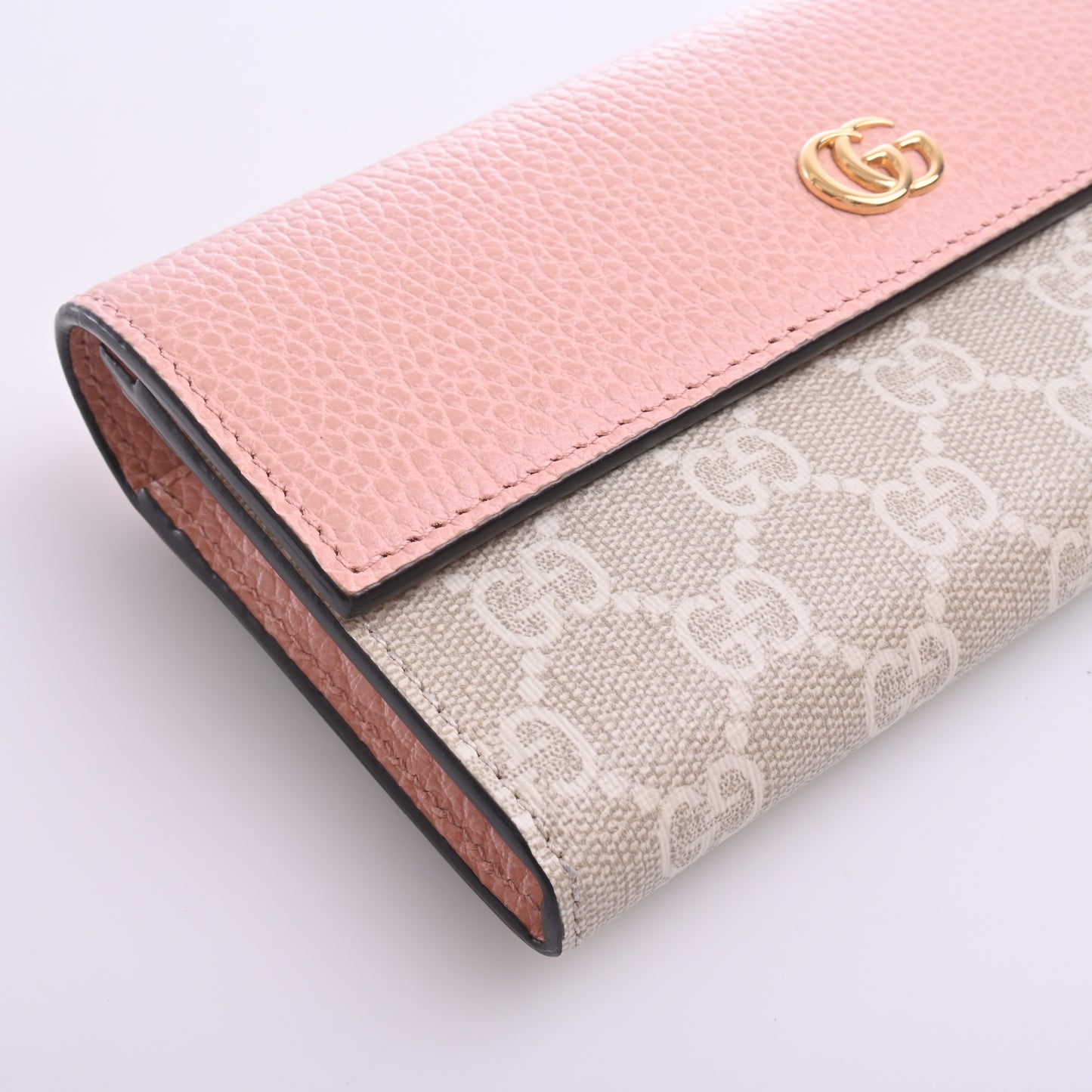 Marmont GG canvas leather long wallet in pink