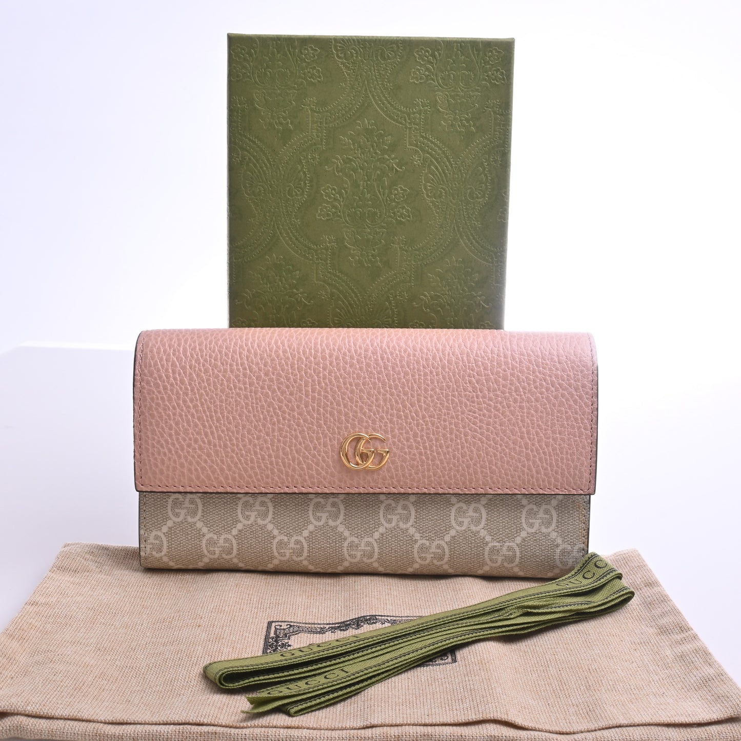 Marmont GG canvas leather long wallet in pink