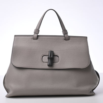 Bamboo Leather 2WAY Handbag Grey