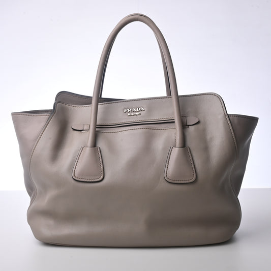 Calf Leather 2WAY Handbag Greige