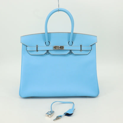 Epsom Candy Birkin 35 Celeste Mykonos SV hardware O engraved