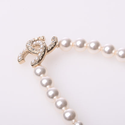 Coco Rhinestone Pearl Necklace GP Gold