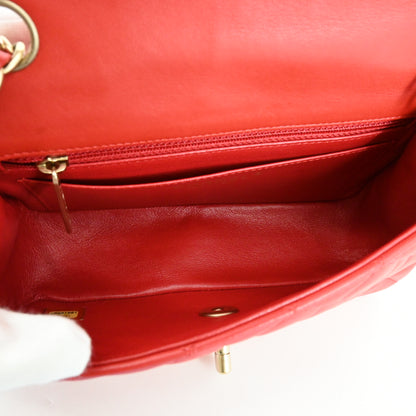 Lambskin Matelasse Chain Shoulder Bag G Metal Fittings Red 18 Series