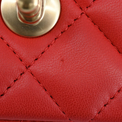 Lambskin Matelasse Chain Shoulder Bag G Metal Fittings Red 18 Series