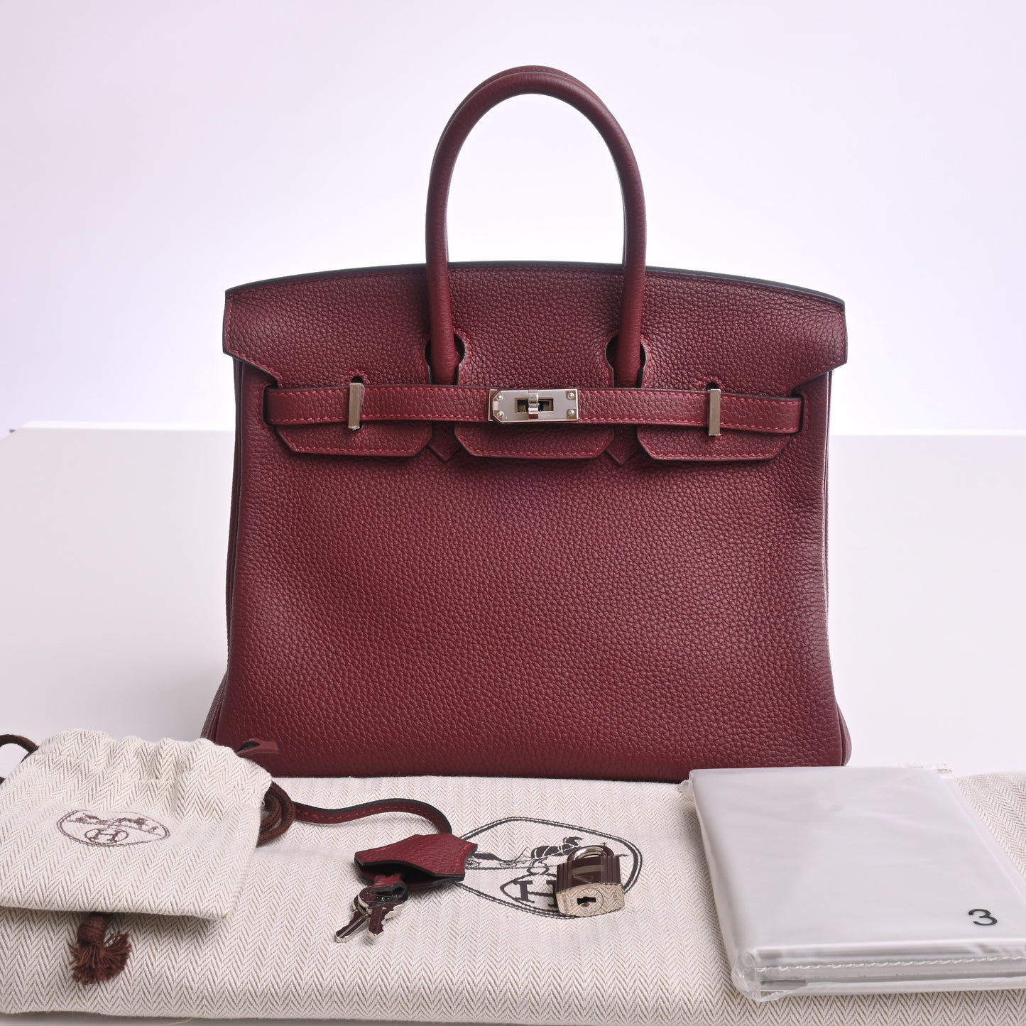 Togo Birkin 25 Rouge Ash Silver hardware Y stamp