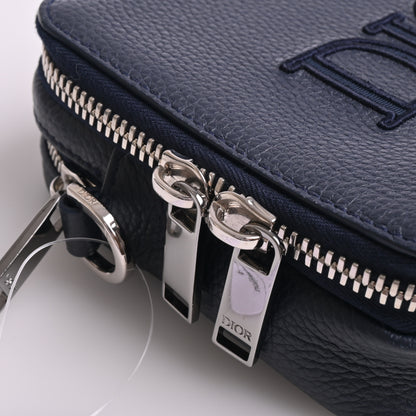 Leather mini shoulder bag with silver hardware