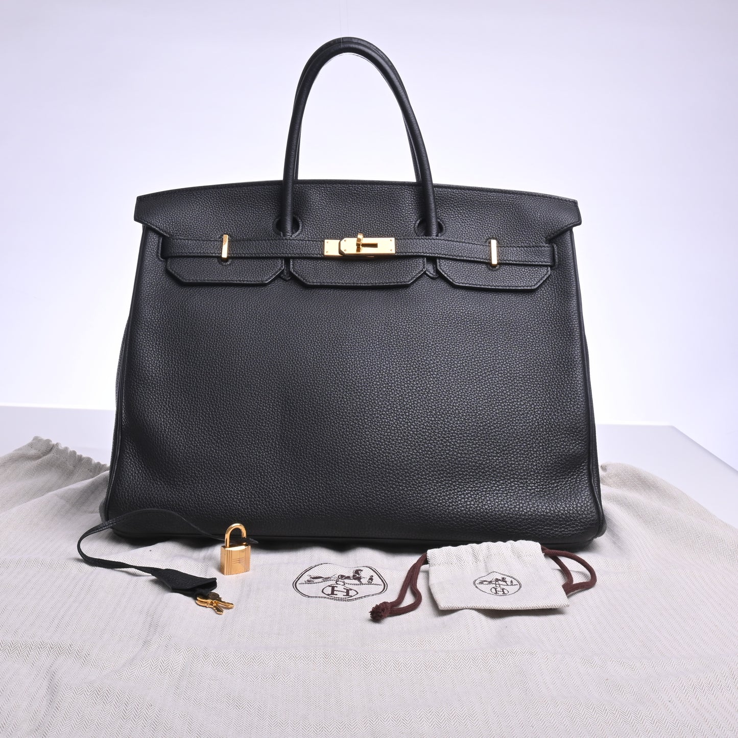 Togo Birkin 40 handbag, black, G hardware, A stamp