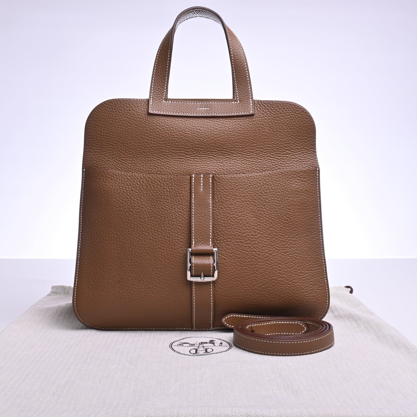 Taurillon Clemence Arzan 31 2WAY shoulder bag, brown, silver hardware, T stamp