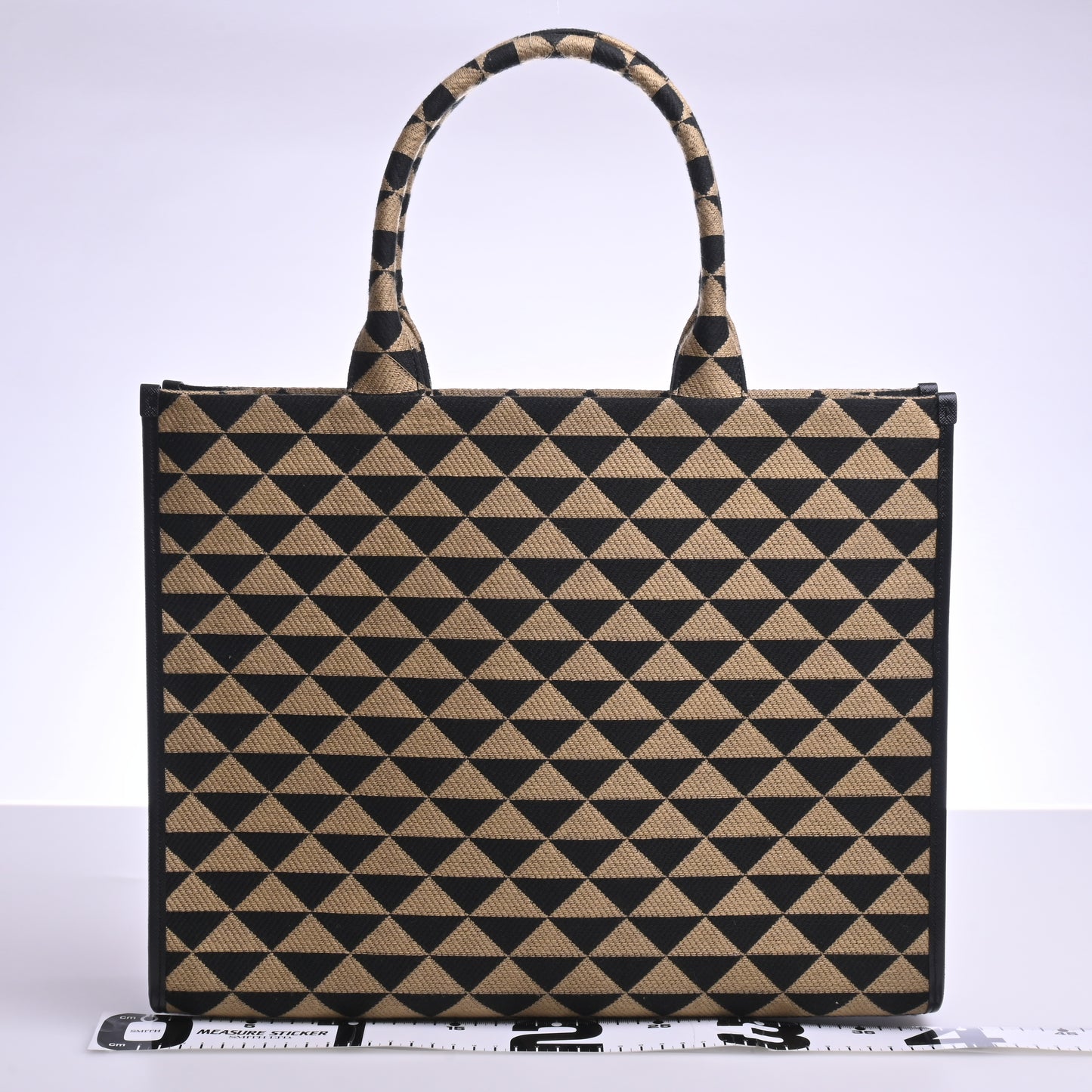 Jacquard Fabric Canvas Tote Black/Beige