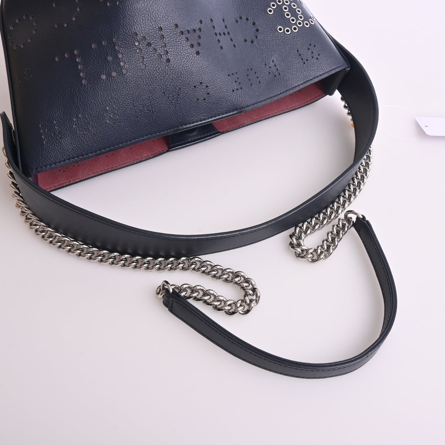 Punched leather Coco mark chain shoulder navy silver hardware 27 series