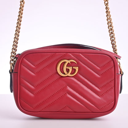 GG Marmont Leather Mini Shoulder Bag Red