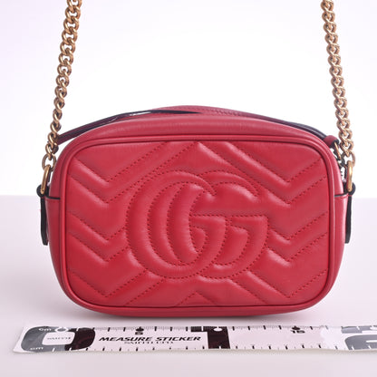 GG Marmont Leather Mini Shoulder Bag Red