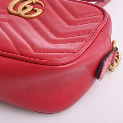 GG Marmont Leather Mini Shoulder Bag Red