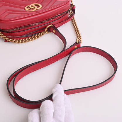 GG Marmont Leather Mini Shoulder Bag Red