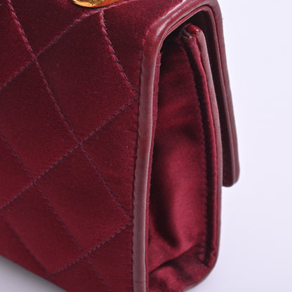 Satin Chain Shoulder Bag, Bordeaux, G Hardware, Series 2