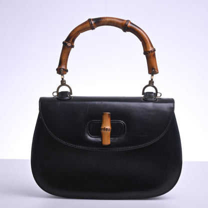 Bamboo Leather Top Handle 2WAY Black