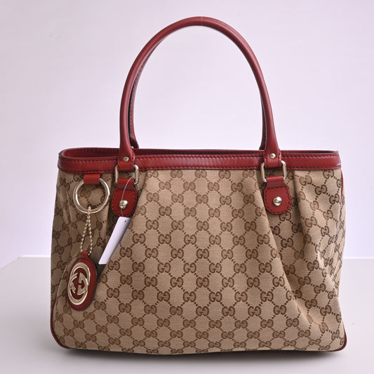 GG Canvas Tote Brown