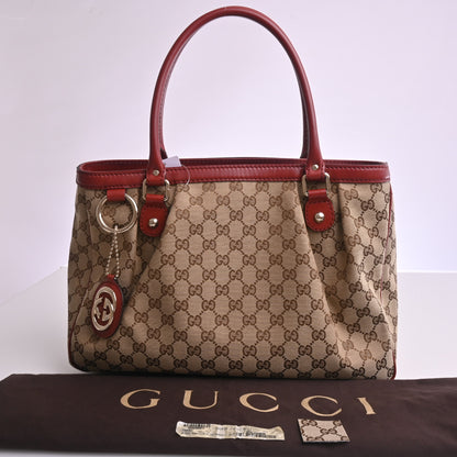 GG Canvas Tote Brown