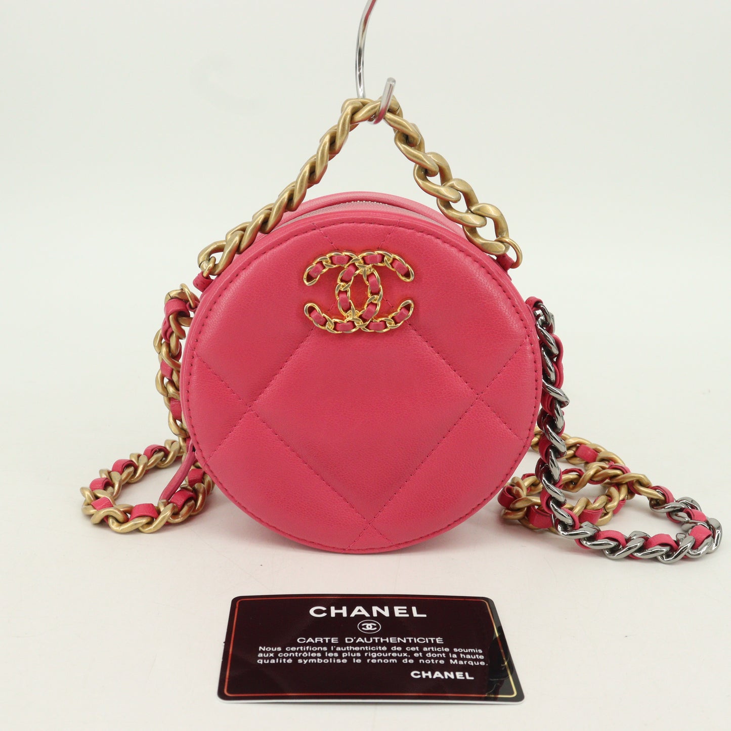 Lambskin CHANEL19 Chain Shoulder Bag G/SV Metal Fittings Pink 30s