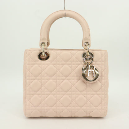 Lambskin Lady Dior G hardware pink