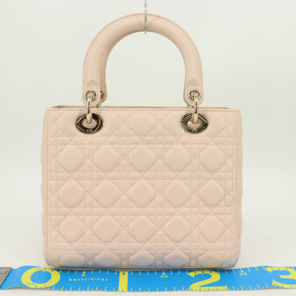 Lambskin Lady Dior G hardware pink