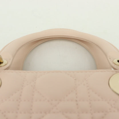 Lambskin Lady Dior G hardware pink